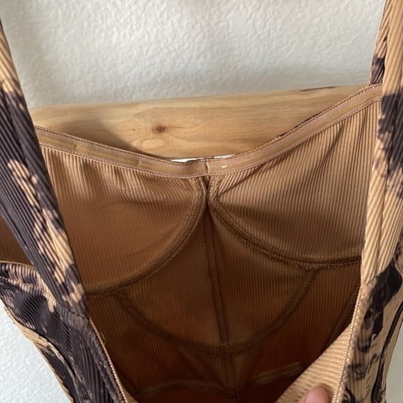 NWT Pretty Little Thing Brown Abstract Rib Corset Detail Bodycon Dress 0081 - Picture 9 of 10